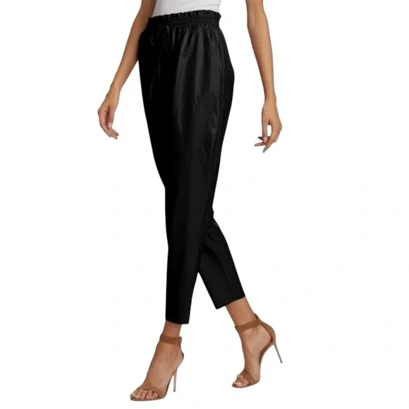 Ramy Brooke New York Samson Black Faux Leather High Rise Jogger Pants Womens Med - Picture 2 of 14